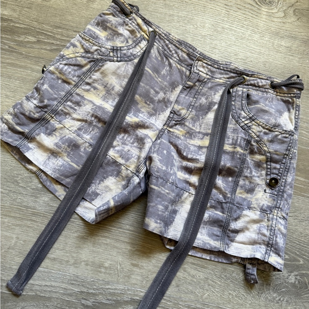 Free People Gray Tie-Dye Cargo Shorts-Size 8